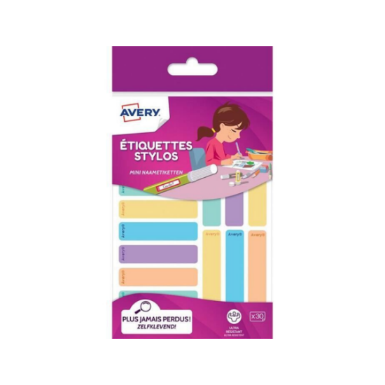 AVERY 30 étiquettes stylos pastels - 50 x 10 mm 