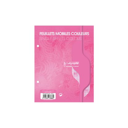 Picture of Feuillets mobiles - Perforés 2 trous - 17 x 22 - 80 g - Seyes - Rose - Paquet de 100
