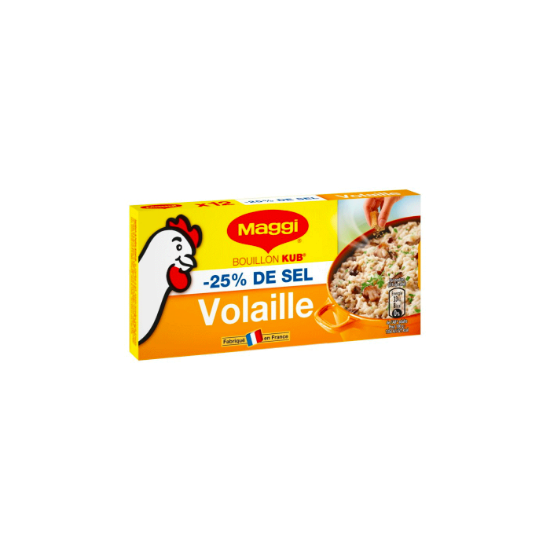 Maggi Bouillon Kub Volaille 25 Sel 120g 12 tabs ChezVous.re