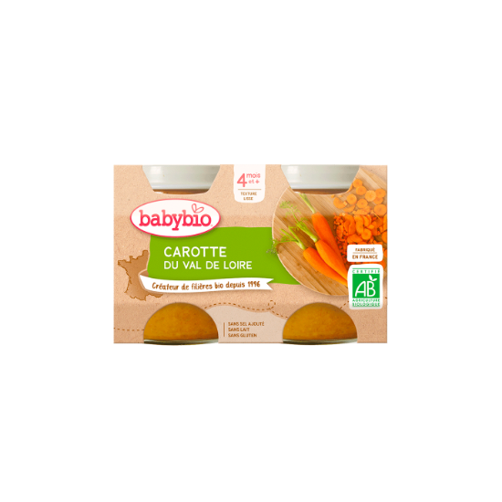 Image de Petits pots légumes bébé dès 4 mois, Carotte Babybio - 2x130g