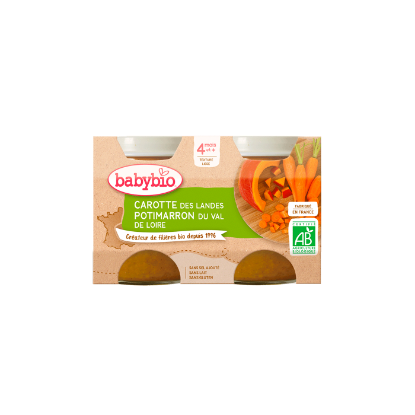 Image de Petits pots légumes bébé dès 4 mois, Carotte Potimarron Babybio - 2x130g