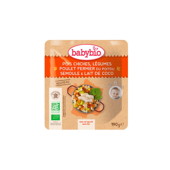 Image de Babybio Poche Pois Chiches Leg Poulet Sem. Lait Coco