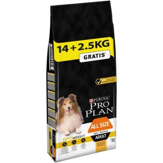 Purina Pro Plan Dog All Size Light Sterilised Poulet 14kg + 2,5 Kg offert