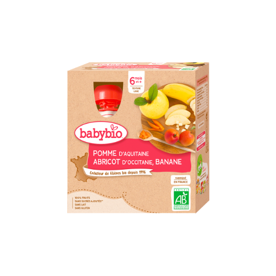 Picture of Babybio Gourde Pomme Abricot Banane 4 x 90g