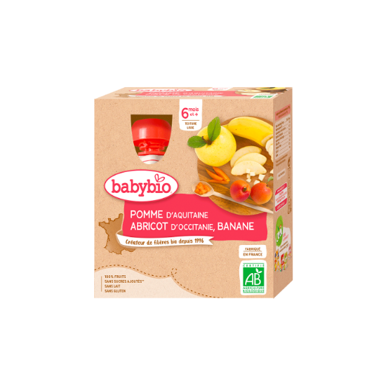 Image de Babybio Gourde Pomme Abricot Banane 4 x 90g