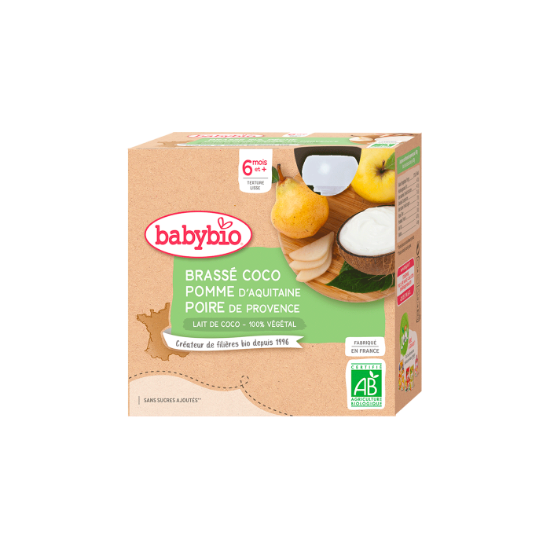 Picture of Brassé bébé dès 6 mois, Coco Pomme Poire babybio - Gourdes 4 x 85g