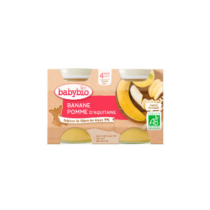 Image de Compote bébé dès 4 mois, Banane Pomme Babybio - Petits pots 2x130g