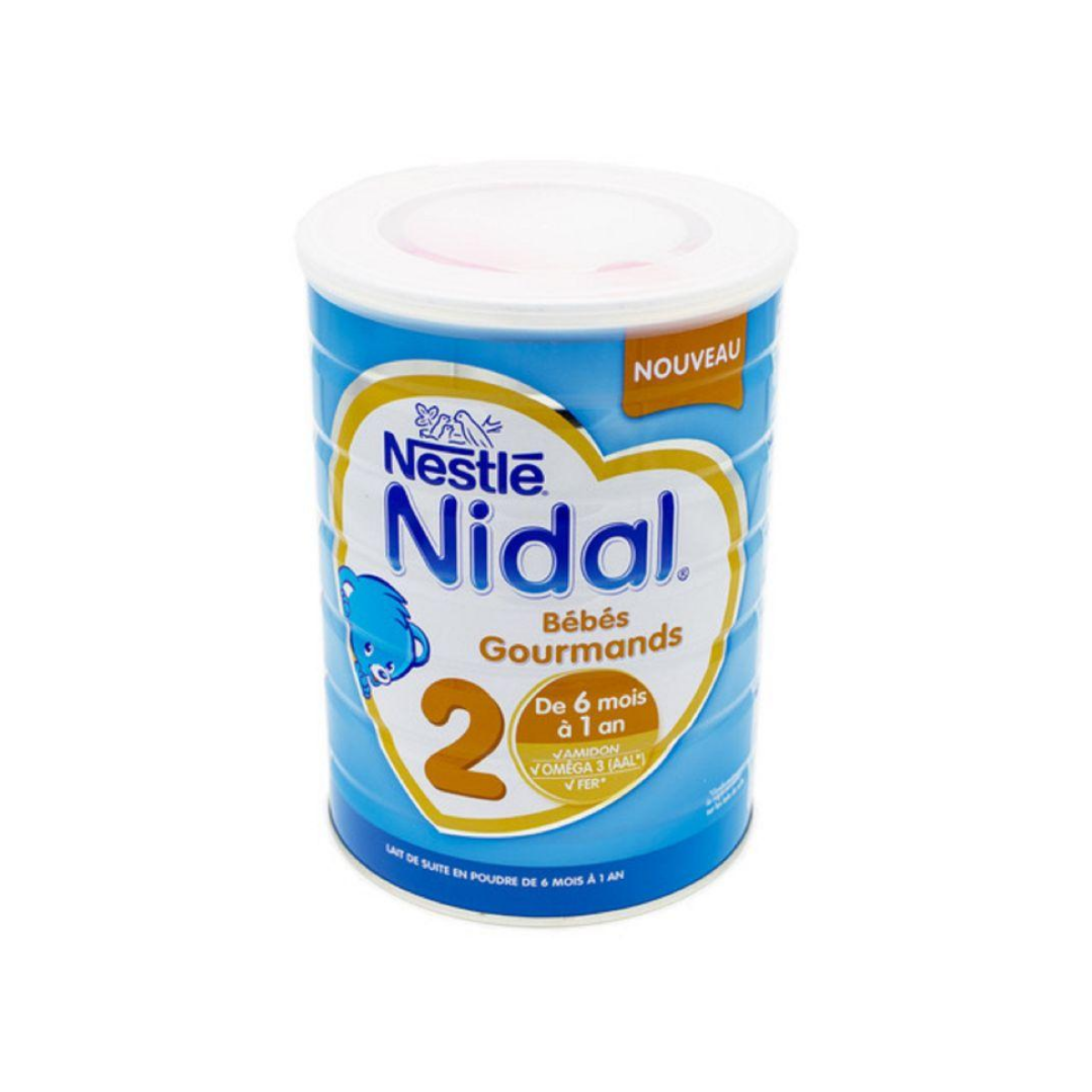 Nidal 2 Gourmand lait bébé poudre 2eme age 800g   - Shopping et  Courses en ligne, livrés à domicile ou au bureau, 7j/7 à la Réunion