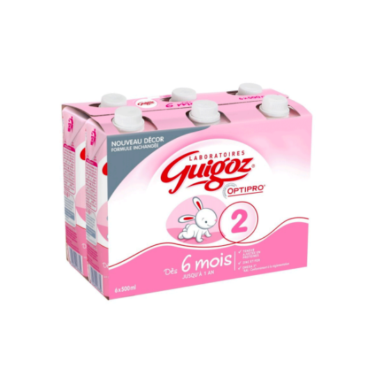 Guigoz Optipro 2 lait bébé liquide 2eme Age 6x500ml