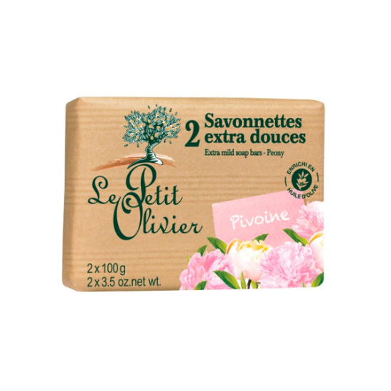 Image de Le Petit Olivier Savonette Extra Douce PIVOINE 2X100G