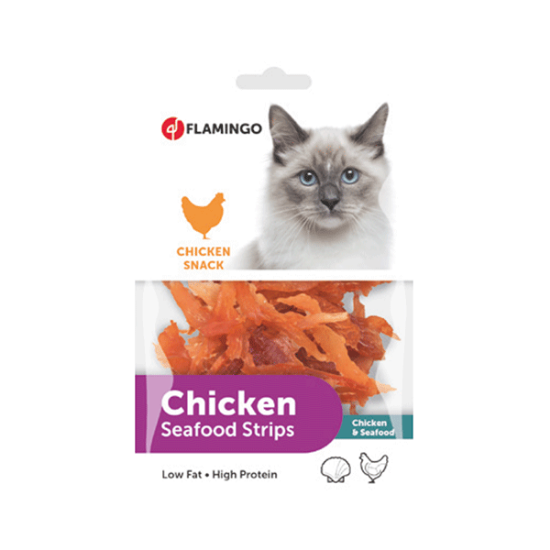 FLAMINGO Chick'n soft strip pour chat 85g