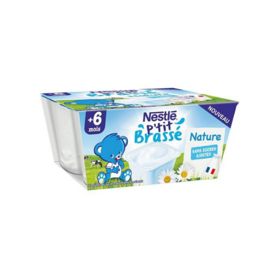P'tit Brassé Nestlé Nature ss sucre ajouté - 4x100g 6 M 