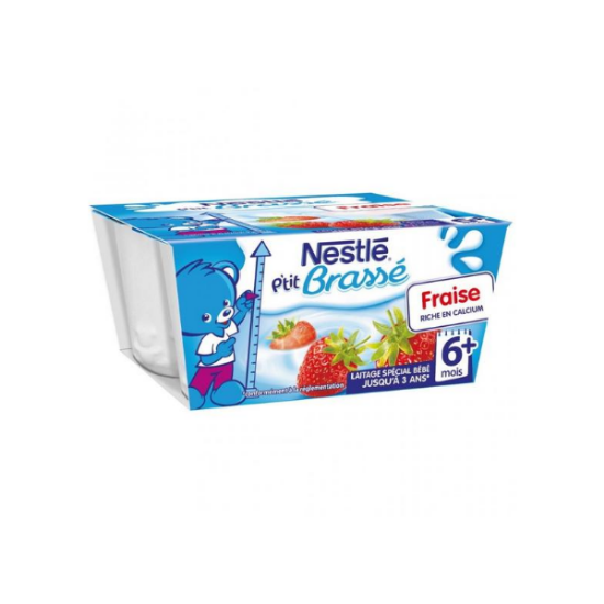 P'tit Brassé Nestlé Fraise ss sucre ajouté - 4x100g 6 M 