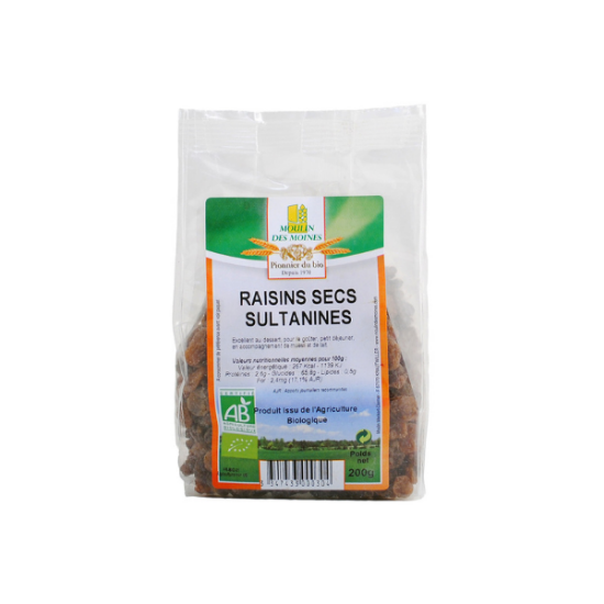 Raisins secs Sultanines Bio 200g MOULIN DES MOINES