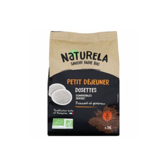 Café Bio 100% - Dosettes Souples Petit Déjeuner x36 - NATURELA