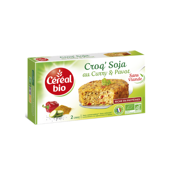 Croq'soja Curry Pavot 200g bio CEREAL   - Shopping et Courses  en ligne, livrés à domicile ou au bureau, 7j/7 à la Réunion