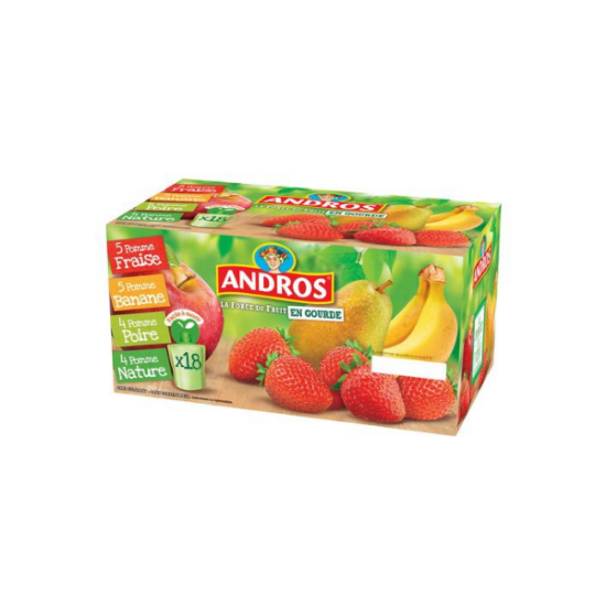 Gourde Panaché Pomme Fraise Banane 18x90g ANDROS