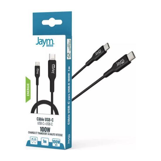 Câble USB-C vers USB-C 100 W 2 m Jaym, noir