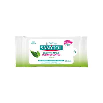Sanytol  Lingettes mains désinfectante (12 lingettes)