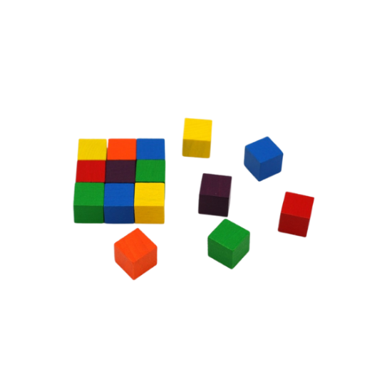 Cube en bois 1,5cm Multicolores - 36 cubes