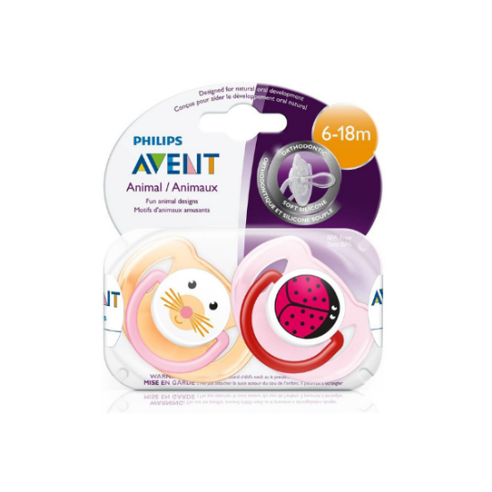 Sucette Classic Philips Avent 6-18 mois animaux filles