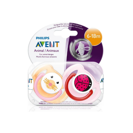 Philips Avent - Lot de 2 sucettes animal 6-18 mois, Livraison