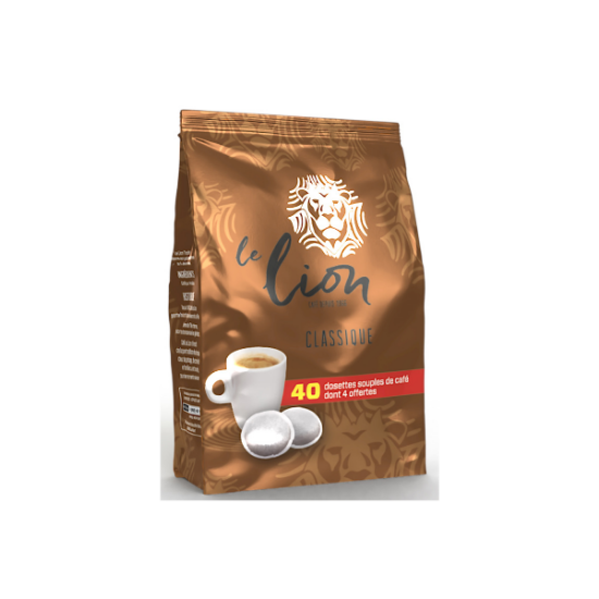 Sachet de Dosettes le lion 100% Arabica 7g x 40 dont 4 Offertes - compatibles Senseo