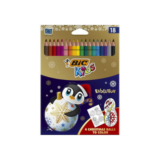 BIC Kids Evolution 18 Crayons de Couleur Edition Limitée de Noël