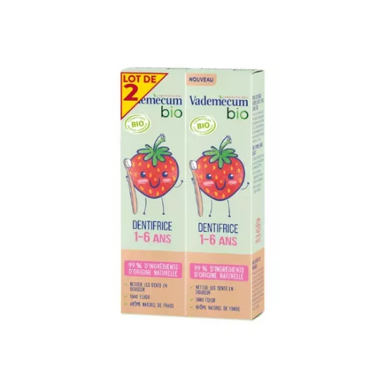 Dentifrice kids 1 - 6ans arôme fraise Bio VADEMECUM 2x50ml