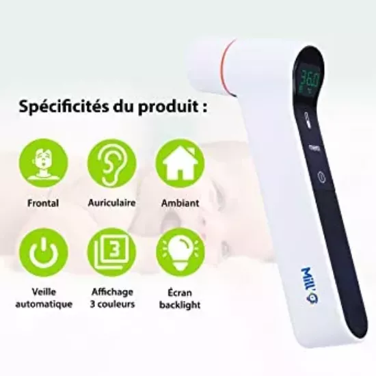 Thermomètre Infrarouge - Mesure Frontale Sans Contact et Auriculaire