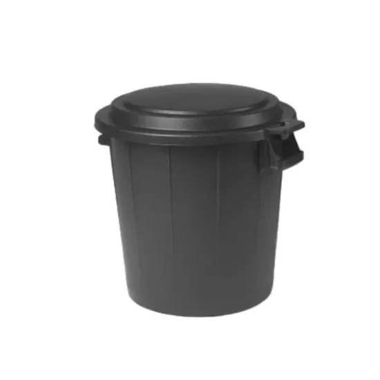 Poubelle 50L Noire + Couvercle