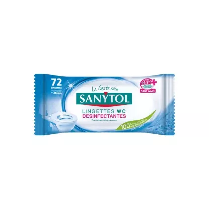 Sanytol Lingettes WC désinfectantes biodégradables  (72 lingettes)