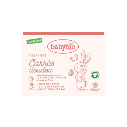 Babybio carré doudou - 12 lingettes lavables coton bio + filet lavage + guide