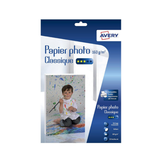 50 feuilles de papier photo brillant 160g/m², A4