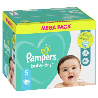 Image de Couches Bébé Pampers Baby-Dry Taille 5, 11-16 kg, Mega Pack 76 couches