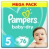 Image de Couches Bébé Pampers Baby-Dry Taille 5, 11-16 kg, Mega Pack 76 couches