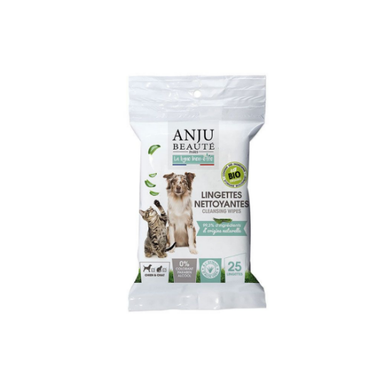 ANJU - lingettes nettoyantes pour chien et chat x25 