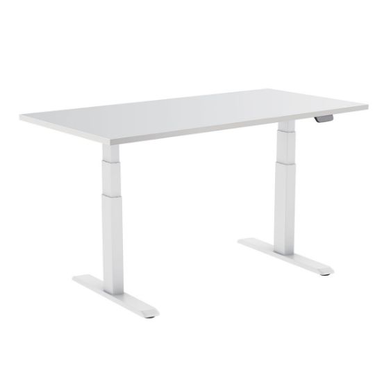 Bureau motorisé assis-debout KIMEX 140x75cm Plateau blanc/Pied blanc