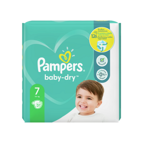 Pampers Baby-Dry Taille 7, 31 Couches 