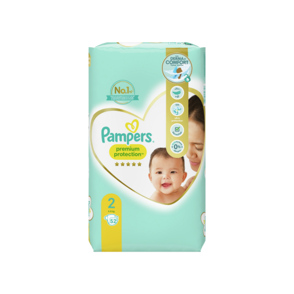 Pampers Premium Protection Taille 2, 52 Couches disponible et en vente à La  Réunion   - Shopping et Courses en ligne, livrés à domicile ou  au bureau, 7j/7 à la Réunion