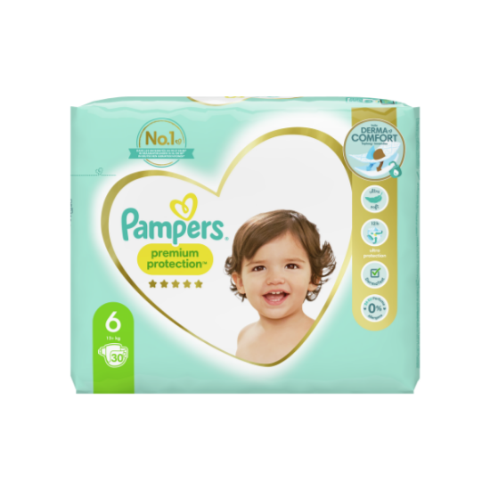 Pampers Premium Protection Taille 6, 30 Couches 