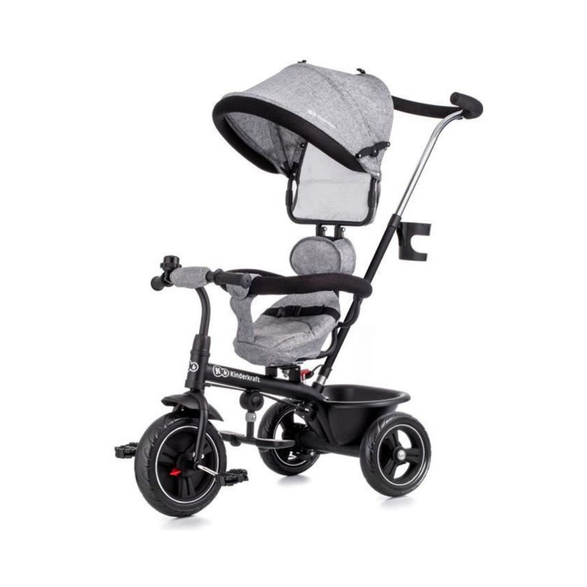 Kinderkraft Freeway 2 – Tricycle évolutif 9 Mois-5 Ans, Siège Rotatif 360°, Frein Central, Harnais 3 Points