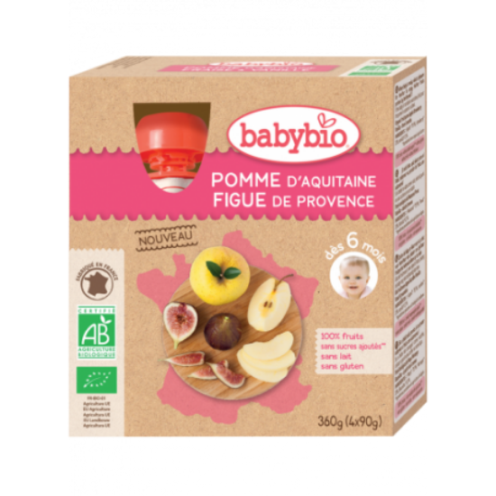 Babybio Gourde Pomme Figue  4 x 90g