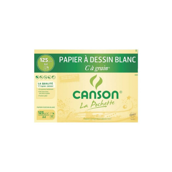 Canson Bloc De Dessin C à Grain 125 G/m², Ft 29,7 X 42 Cm (A3