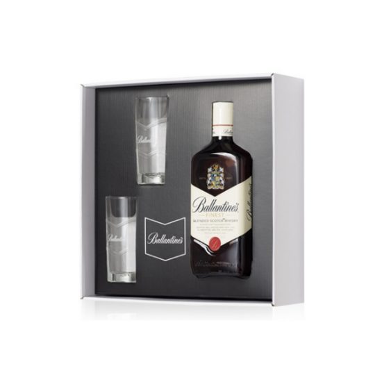 Coffret BALLANTINE'S Finest 1 bouteille 70 cl 40% et 2 verres