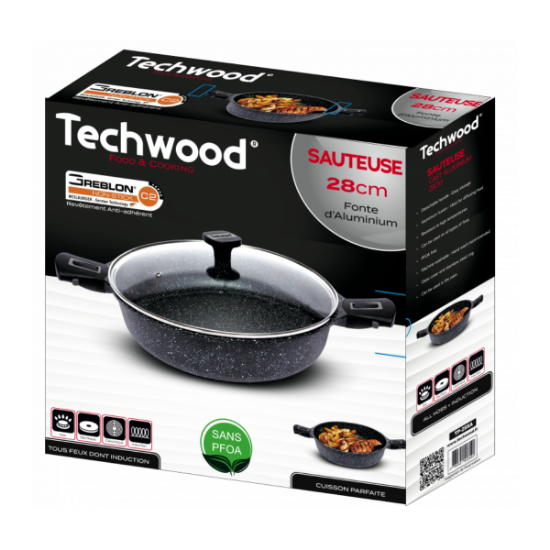 TECHWOOD Sauteuse Fonte d'Aluminium - Ensemble 4 pièces