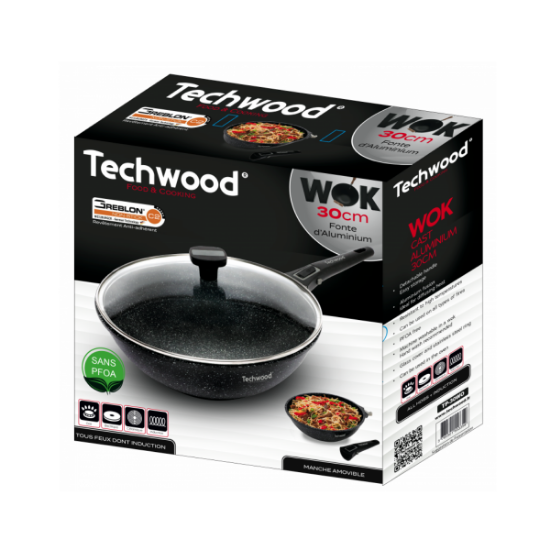 TECHWOOD Wok 30 Cm Fonte d'Aluminium