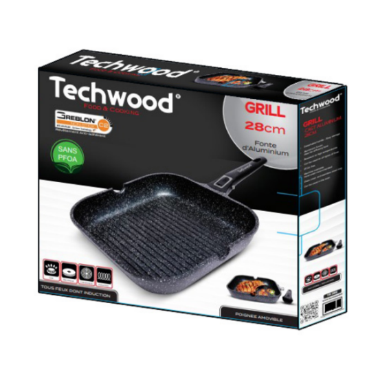 TECHWOOD Grill 28 Cm Fonte d'Aluminium