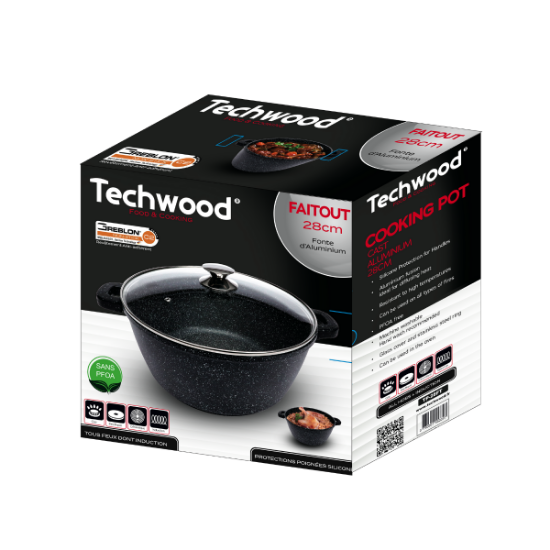 TECHWOOD Faitout 28 Cm Fonte d'Aluminium