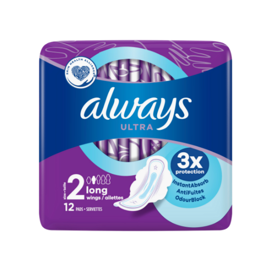 Always Serviette Hygiénique - Ultra longue avec ailettes taille 2 - x12